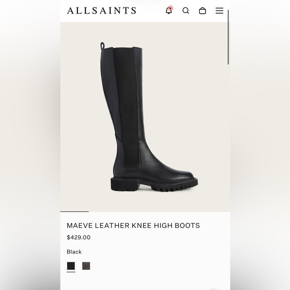 AllSaints New Leather Knee High Boots - Picture 2 of 5